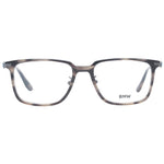 "BMW Gray Men Glasses Frame featuring grey plastic full-rim rectangle style, size 54-18-150 with demo lenses, includes branded case."