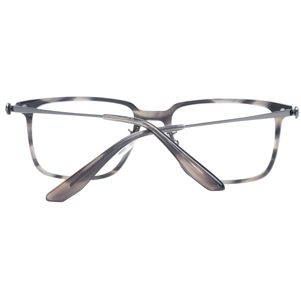 BMW Gray Men Glasses Frame, full-rim rectangular plastic with demo lenses, size 54-18-150, includes branded case.