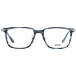 BMW Blue Men Glasses Frame in full-rim blue plastic with rectangular style and demo lenses, size 54-18-150, includes branded case.