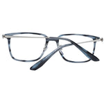BMW Blue Men Glasses Frame in full-rim blue plastic with demo lenses, rectangle style, includes branded case, size 54-18-150.