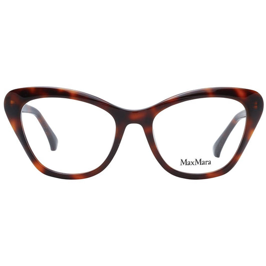 Max Mara Brown Women Glasses Frame in butterfly style, full-rim, 52-18-140 size, plastic frame and demo lenses, includes branded case.