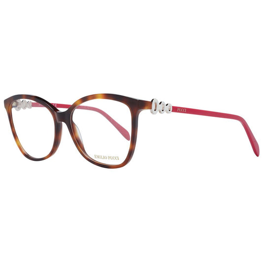 Emilio Pucci Brown Women Glasses Frame - Cat Eye, Full-Rim Plastic, Size 56-15-140, with Demo Lenses and Branded Case