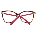 Emilio Pucci Brown Women Glasses Frame, full-rim plastic cat-eye style, demo lenses, 140mm temple length, includes branded case.