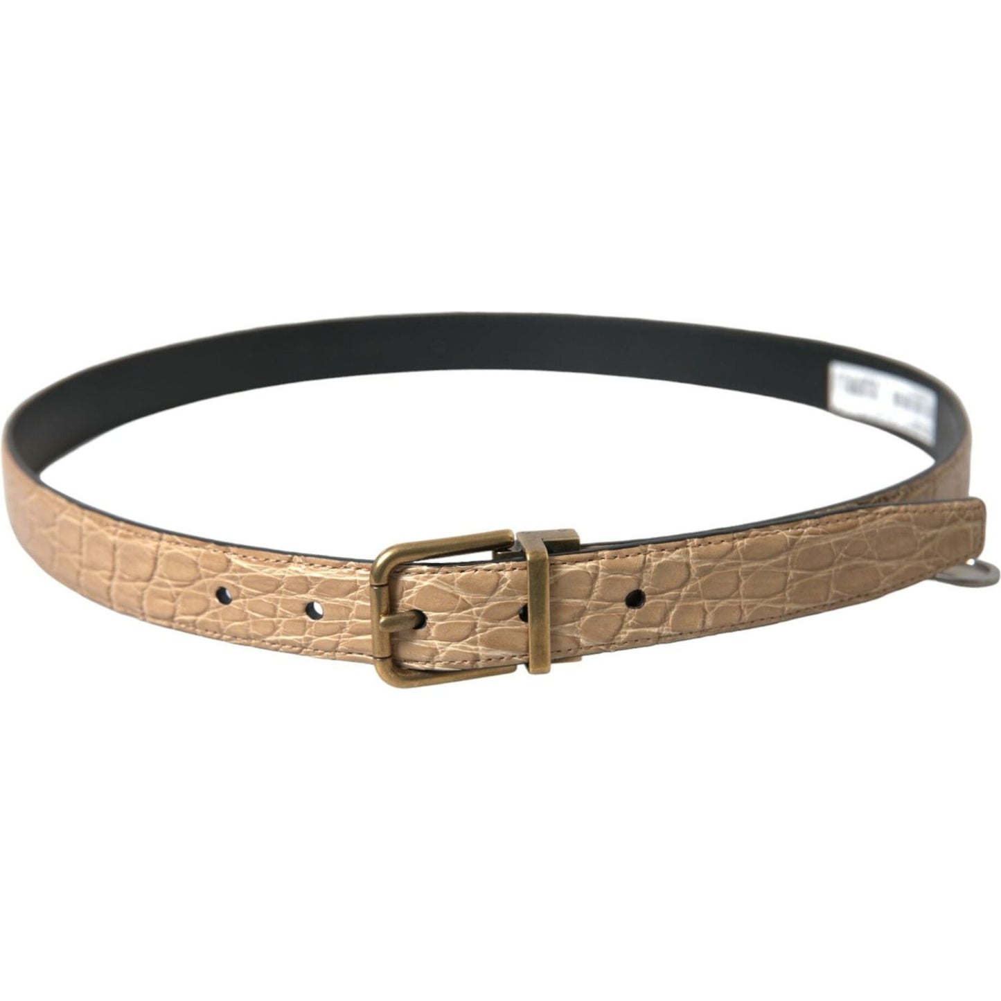 Dolce & Gabbana Beige Exotic Leather Gold Metal Buckle Belt BEL9108-90