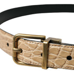 Dolce & Gabbana Beige Exotic Leather Gold Metal Buckle Belt BEL9108-90