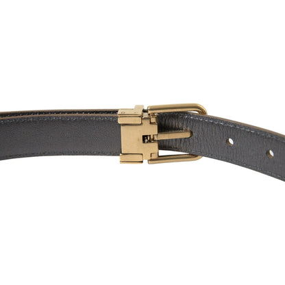 Dolce & Gabbana Metallic Gold Calf Leather Metal Buckle Belt