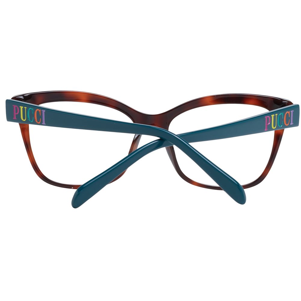 Emilio Pucci Brown Women Glasses Frame with butterfly style, full-rim plastic design and branded case included.