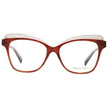 Emilio Pucci Brown Women Glasses Frame, full-rim butterfly style with demo lenses, plastic material, includes branded case.