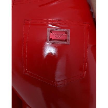 Dolce & Gabbana Shiny Red High Waist Skinny Pants