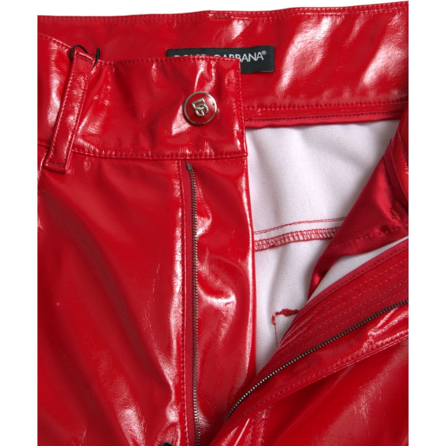 Dolce & Gabbana Shiny Red High Waist Skinny Pants