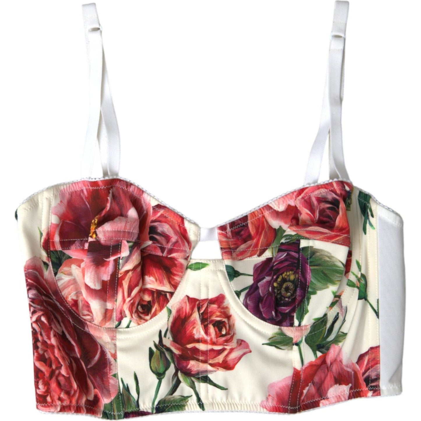 Dolce & Gabbana Multicolor Floral Sleeveless Bustier Crop Top