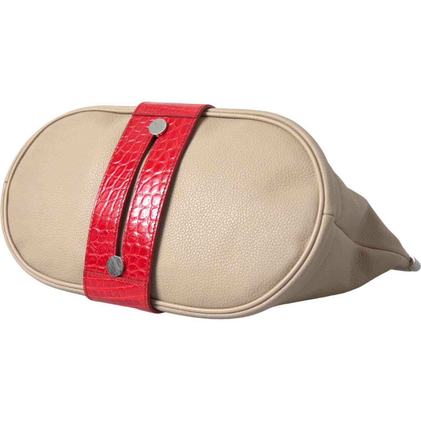 Balenciaga Beige Red Two Tone Exotic Leather Pouch Bag BAG1173