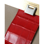 Balenciaga Beige Red Two Tone Exotic Leather Pouch Bag BAG1173