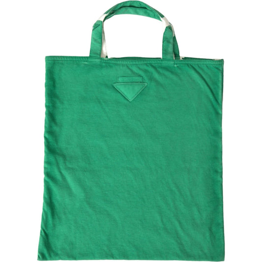 Prada Green Jersey Fabric Logo Shoulder Shopping Tote Shopping Bag