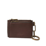 Dolce & Gabbana Brown Leather Zip Logo Keyring Coin Purse Keyring Wallet SMY101293
