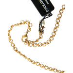 Dolce & Gabbana Gold Brass Chain Pearl Pendant Charm Necklace SMY101384