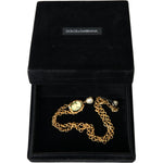 Dolce & Gabbana Gold Brass Chain Pearl Pendant Charm Necklace SMY101384