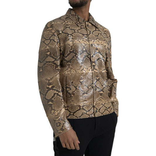 Dolce & Gabbana Beige Exotic Leather Biker Blouson Jacket JKT4055-52