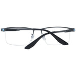 BMW Gray Men Glasses Frame with titanium half-rim in gunmetal, demo lenses, and rectangle style. Comes with branded case. Size 55-17-145.
