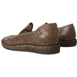 Dolce & Gabbana Brown Woven Leather Loafers Casual Shoes Dolce & Gabbana Dark Olive Green