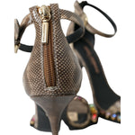 Dolce & Gabbana Brown Exotic Leather Crystal Sandals Shoes Dolce & Gabbana Dark Slate Gray
