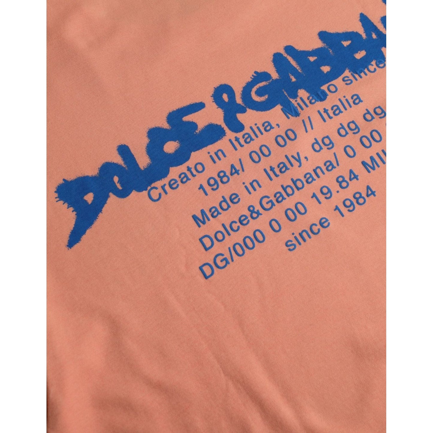Dolce & Gabbana Coral Cotton Logo Print Short Sleeve T-shirt