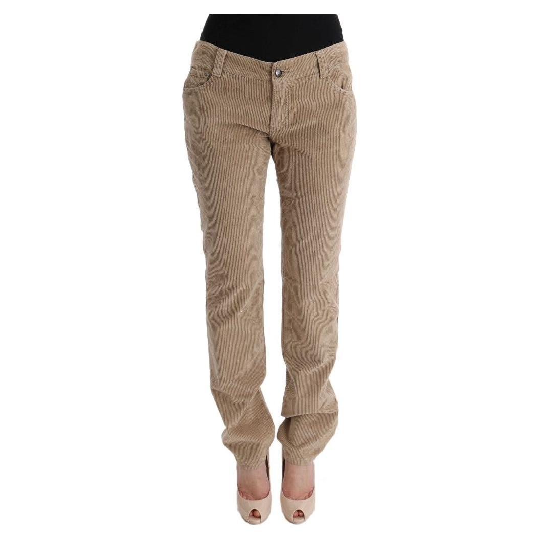 Ermanno Scervino Beige Cotton Velvet Regular Fit Pants SIG30355-1