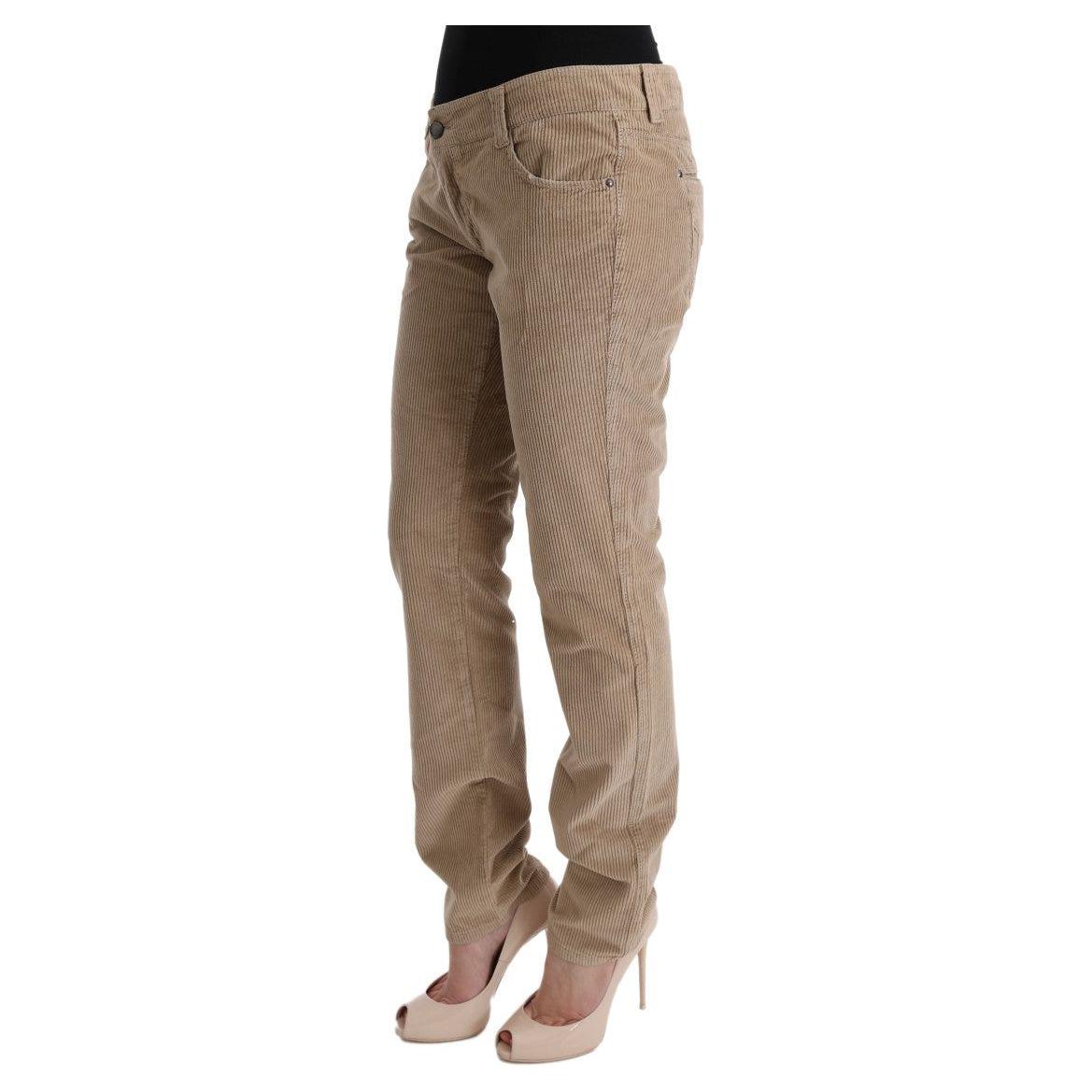 Ermanno Scervino Beige Cotton Velvet Regular Fit Pants SIG30355-1