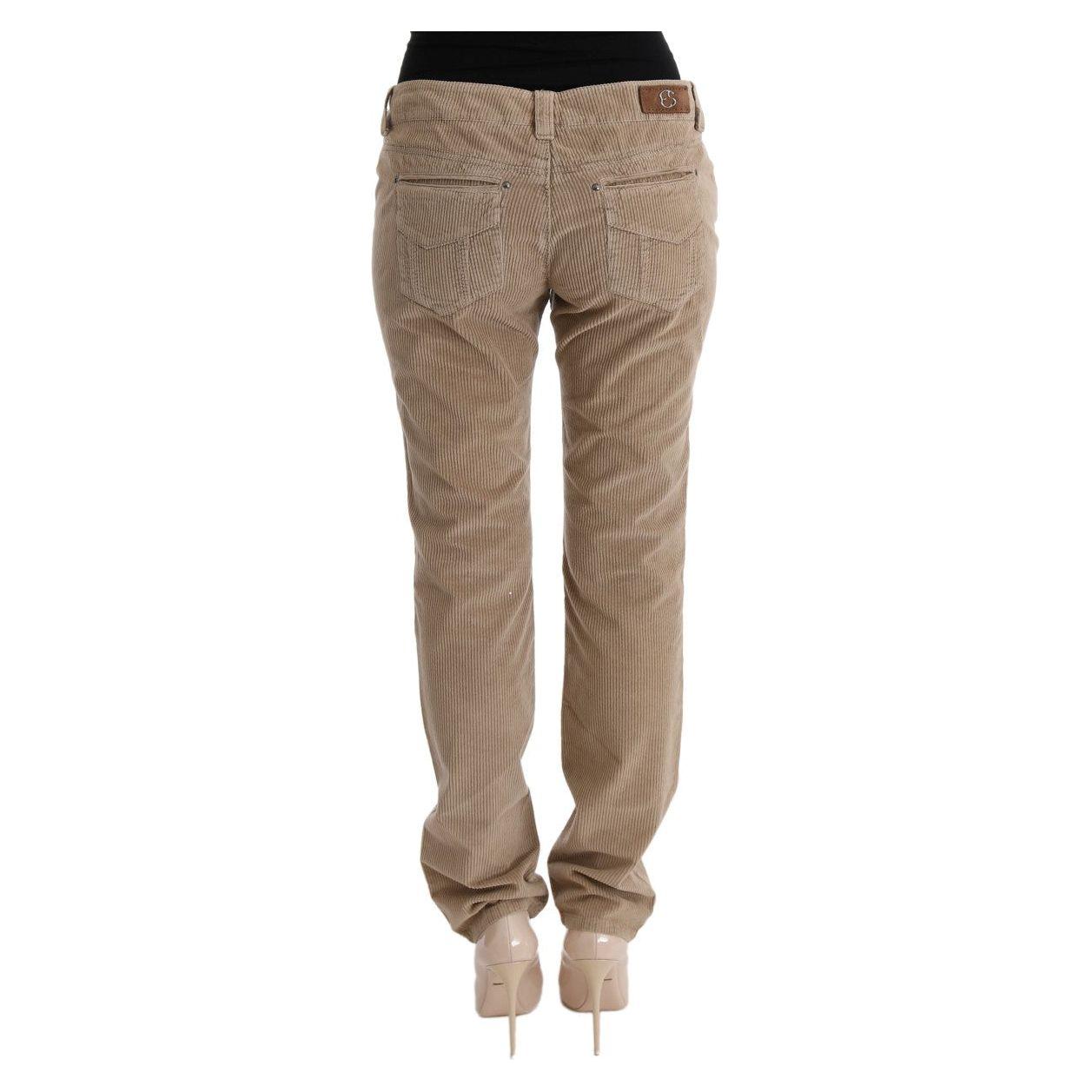 Ermanno Scervino Beige Cotton Velvet Regular Fit Pants SIG30355-1