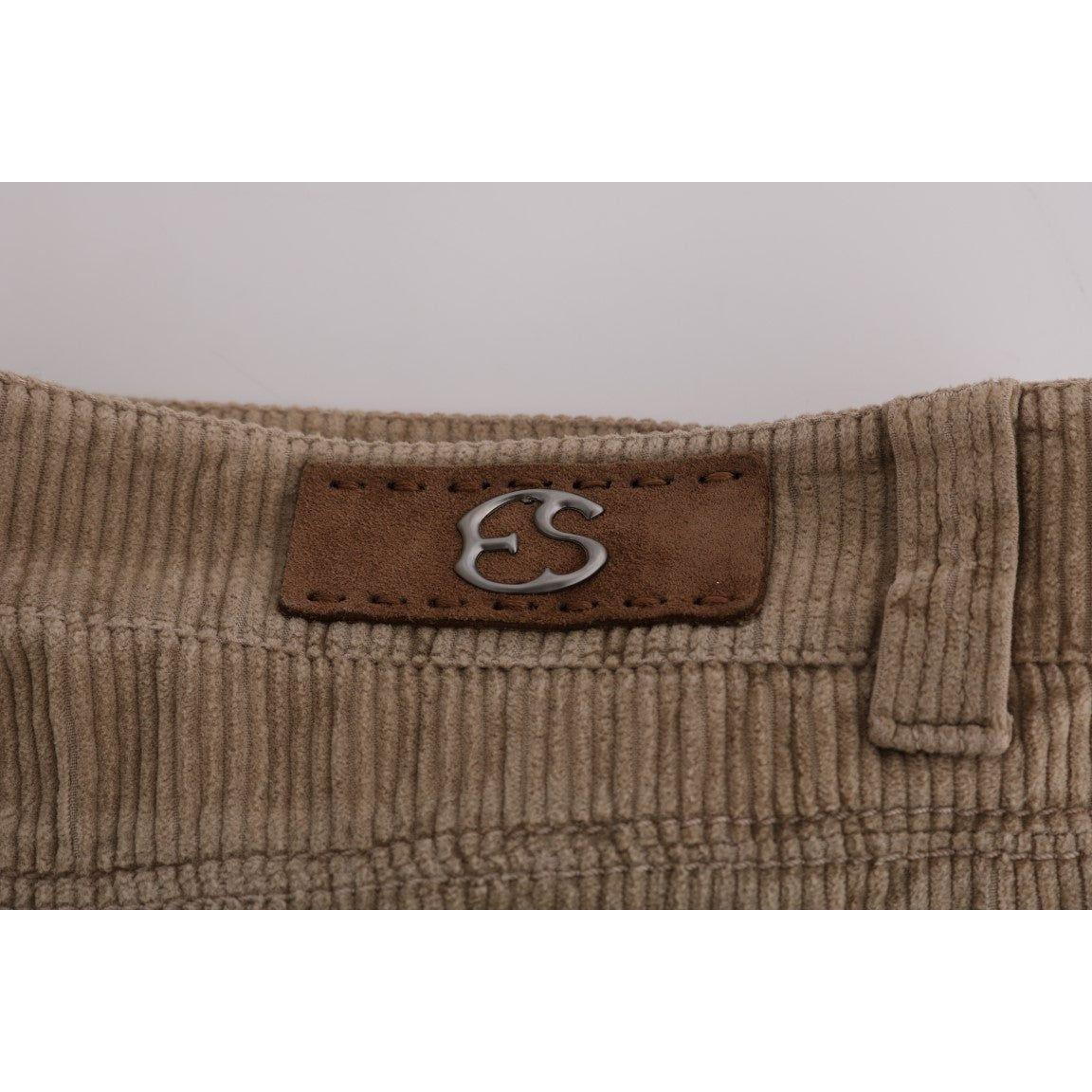 Ermanno Scervino Beige Cotton Velvet Regular Fit Pants SIG30355-1