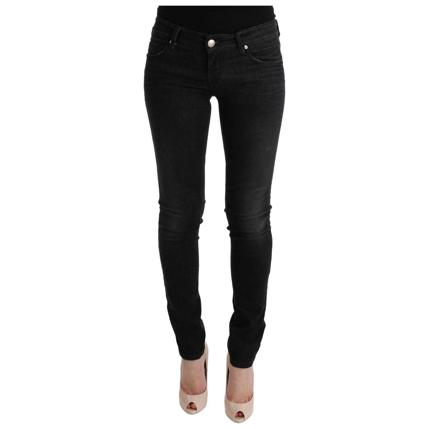 Acht Black Denim Cotton Bottoms Slim Fit Jeans