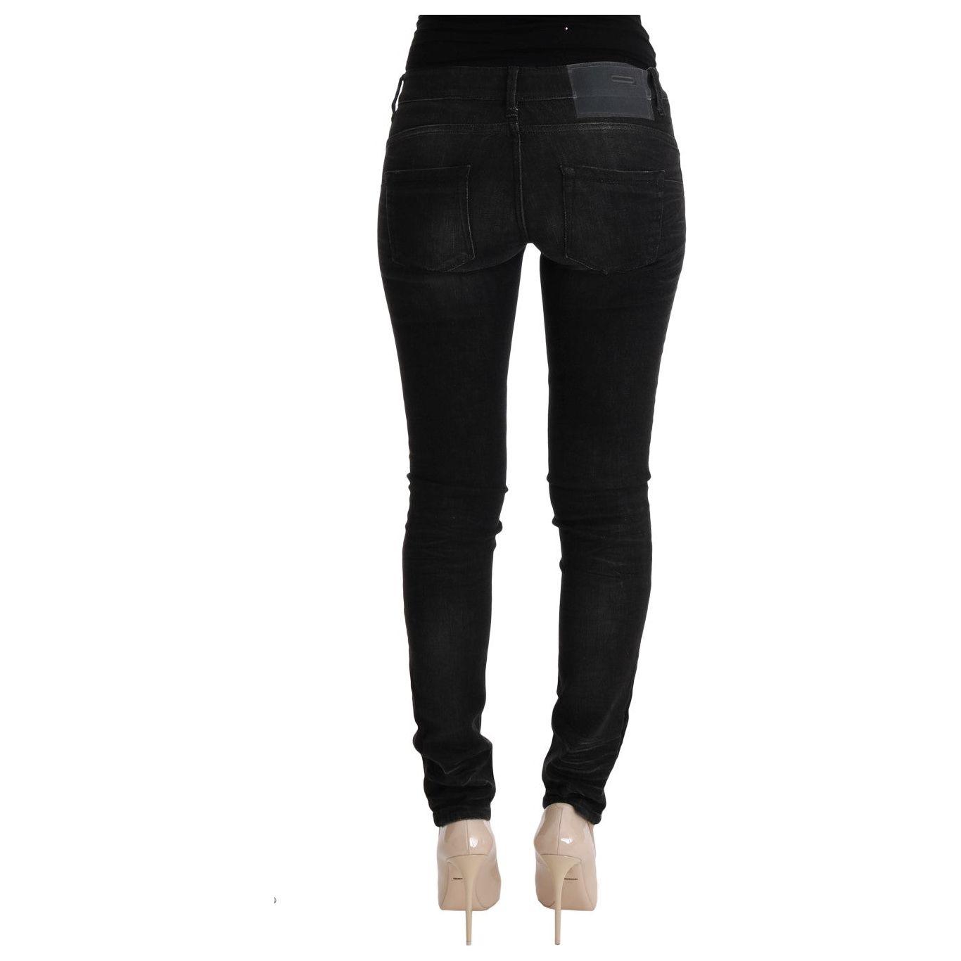 Acht Black Denim Cotton Bottoms Slim Fit Jeans Jeans & Pants