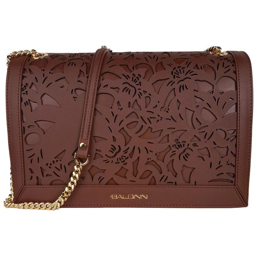 Baldinini Trend Brown Calfskin Women Crossbody Bag BA-12274