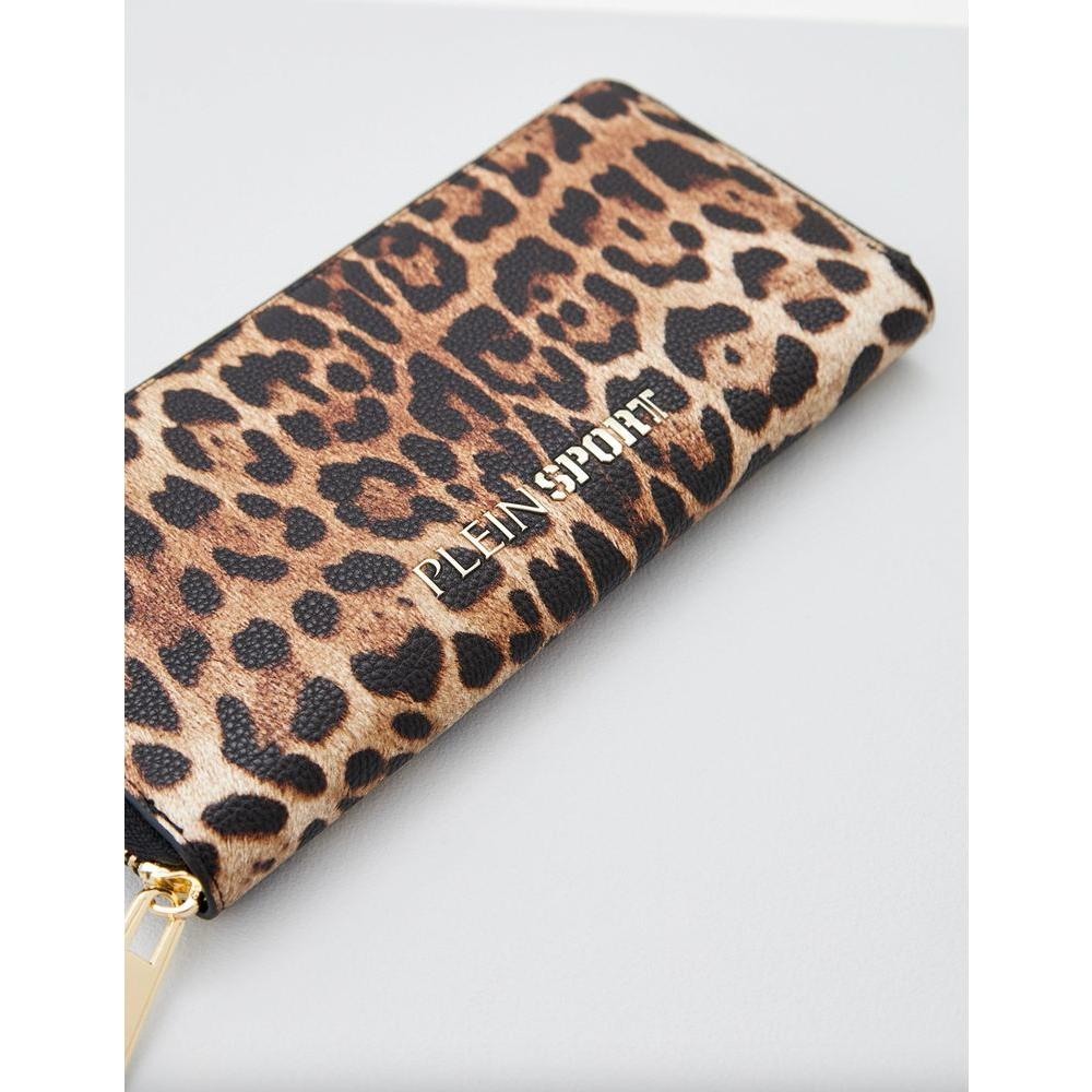 Plein Sport Sleek Designer Zipper Wallet with Gold Accents PLSP-11005