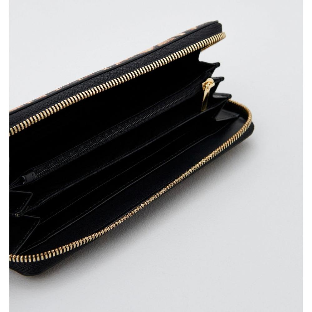 Plein Sport Sleek Designer Zipper Wallet with Gold Accents PLSP-11005