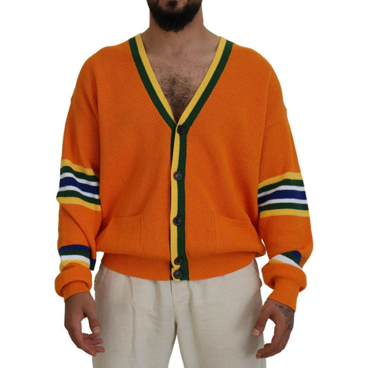 Dsquared² Orange Cotton Long Sleeves Men Cardigan Sweater TSH83546-48