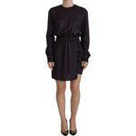 Dsquared² Black Logo Print Long Sleeves A-line Mini Dress Dsquared² Rosy Brown