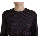 Dsquared² Black Logo Print Long Sleeves A-line Mini Dress Dsquared² Black