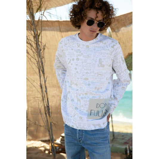 Don The Fuller White Cotton Men Sweater DO-6924-M