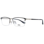 BMW Black Men Glasses Frame, black titanium half-rim rectangular eyeglasses, demo plastic lenses, size 55-17-145 with branded case