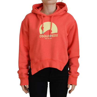 Dsquared² Pink Logo Print Cotton Hoodie Sweatshirt Sweater