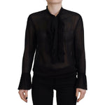 Dsquared² Black Viscose Long Sleeves See Through Blouse Top Dsquared² Black