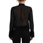 Dsquared² Black Viscose Long Sleeves See Through Blouse Top Dsquared² Black