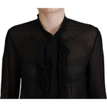Dsquared² Black Viscose Long Sleeves See Through Blouse Top Dsquared² Black