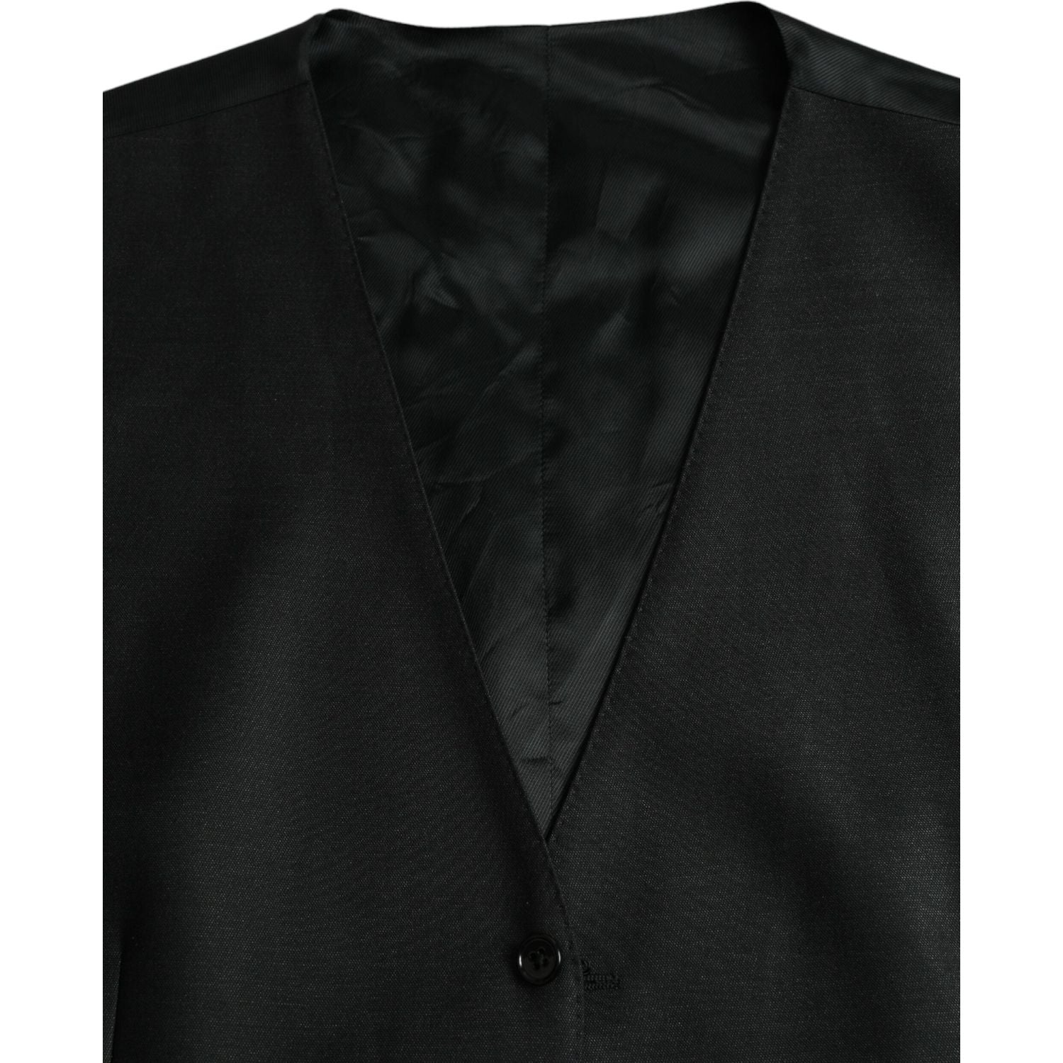 Dolce & Gabbana Black Wool Waistcoat Dress Formal Vest