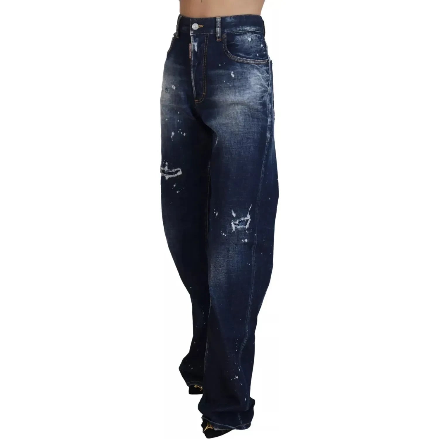 Dsquared² Blue High Waist Tattered Denim Jeans San Diego