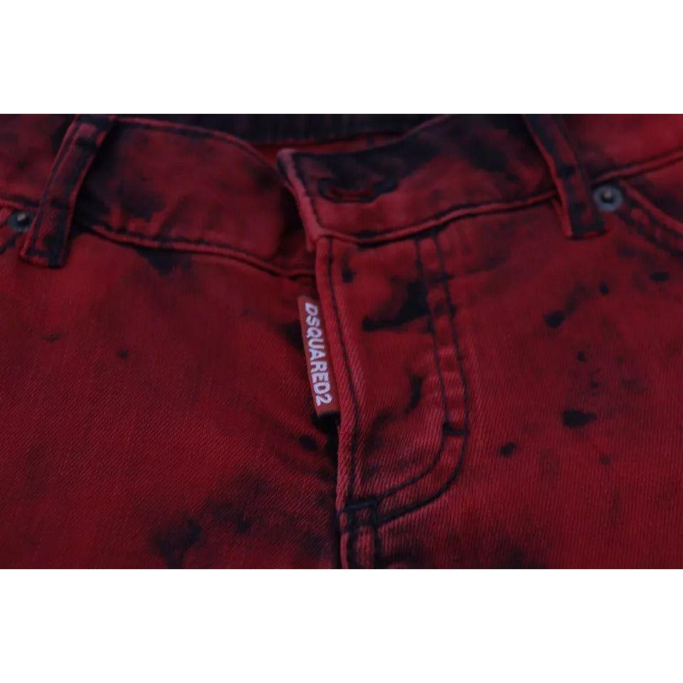Dsquared² Red Low Waist Cotton Stretch Skinny Pants PAN74494-38