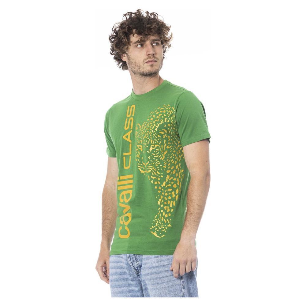 Cavalli Class Green Cotton Men T-Shirt