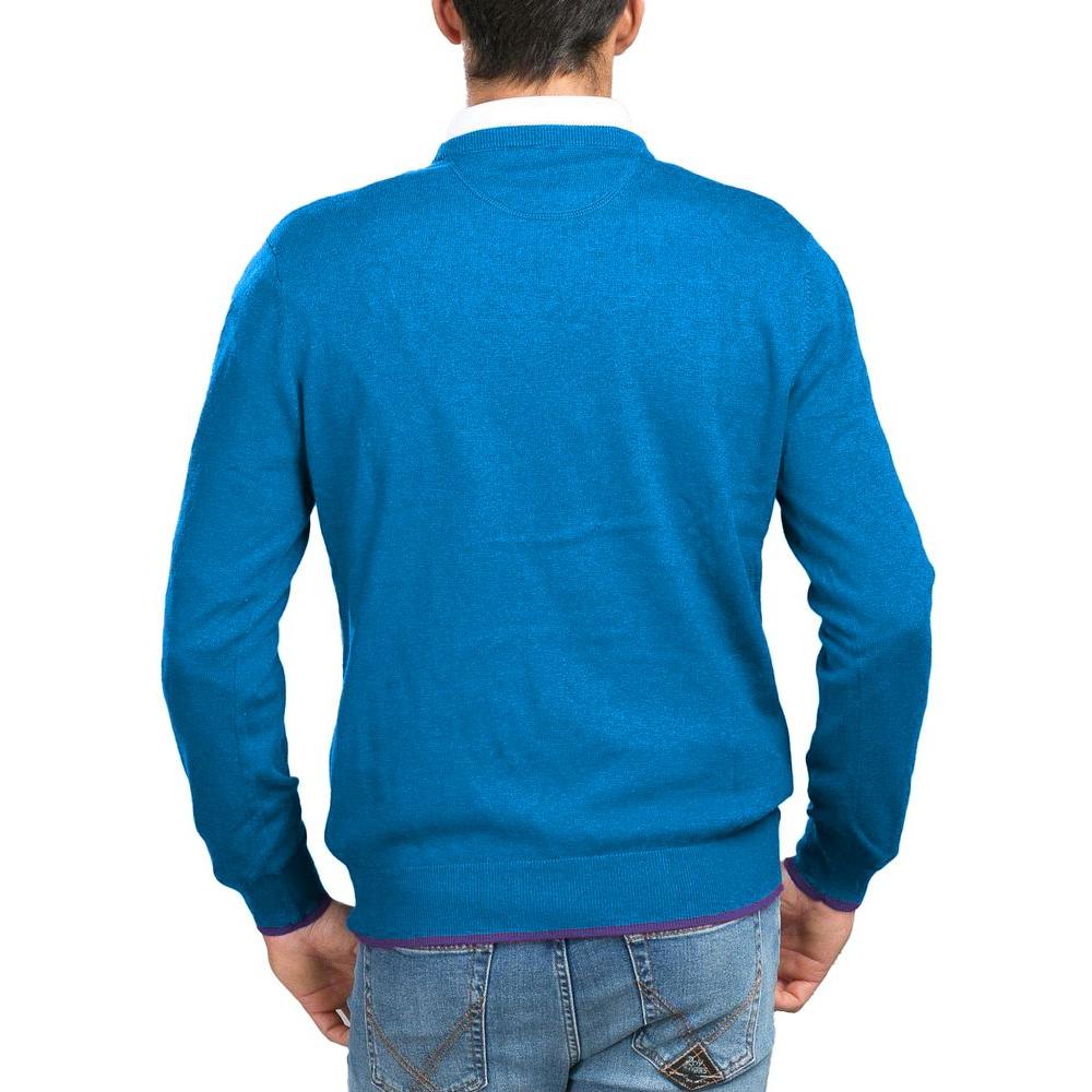 La Martina Blue Cotton Men Sweater