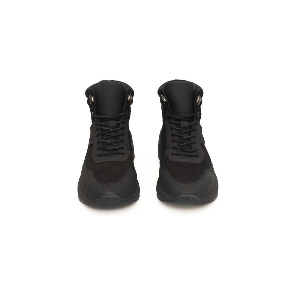 Cerruti 1881 Black Leather Men Sneaker